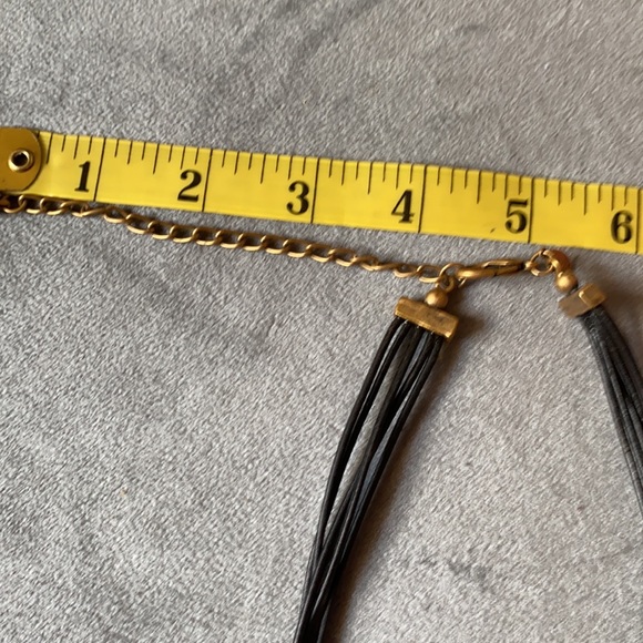 Chico’s Gold Metal Leather Corded Short Statement Necklace EUC - Picture 7 of 7